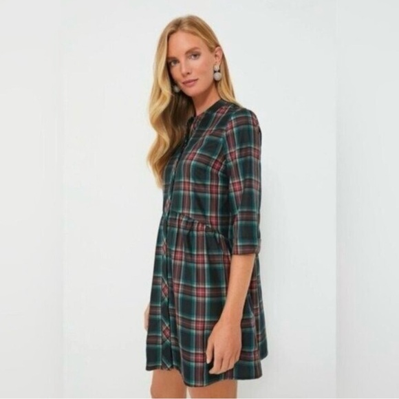 NWT Tuckernuck Festive Plaid Tartan Royal button-up shirt mini dress - M - Picture 5 of 13